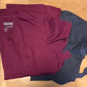 Grey and wine Greys scrub tops